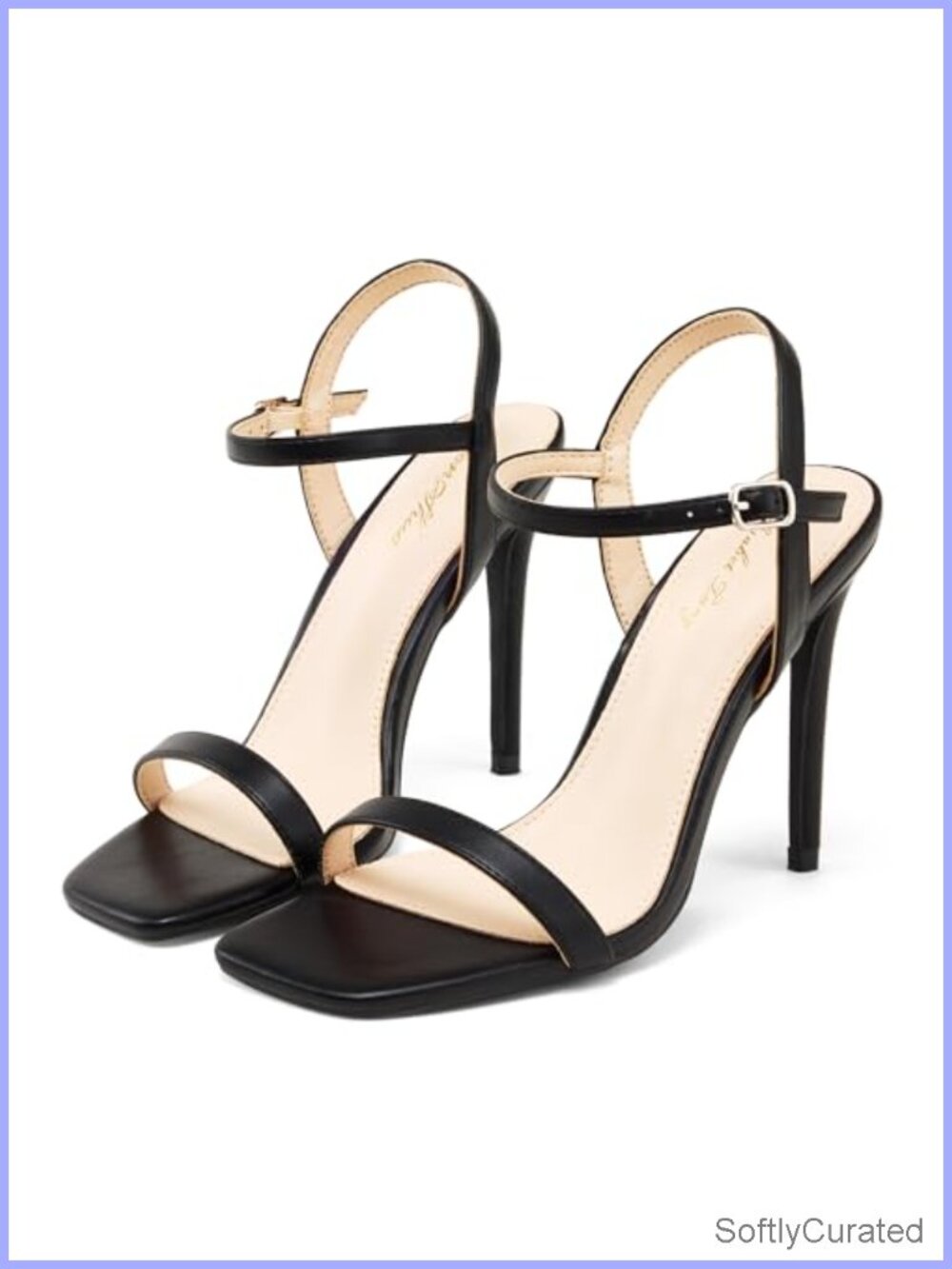 Elisabet Tang Women's 4 Inch Strappy Sling Back Stiletto Heeled Sandals